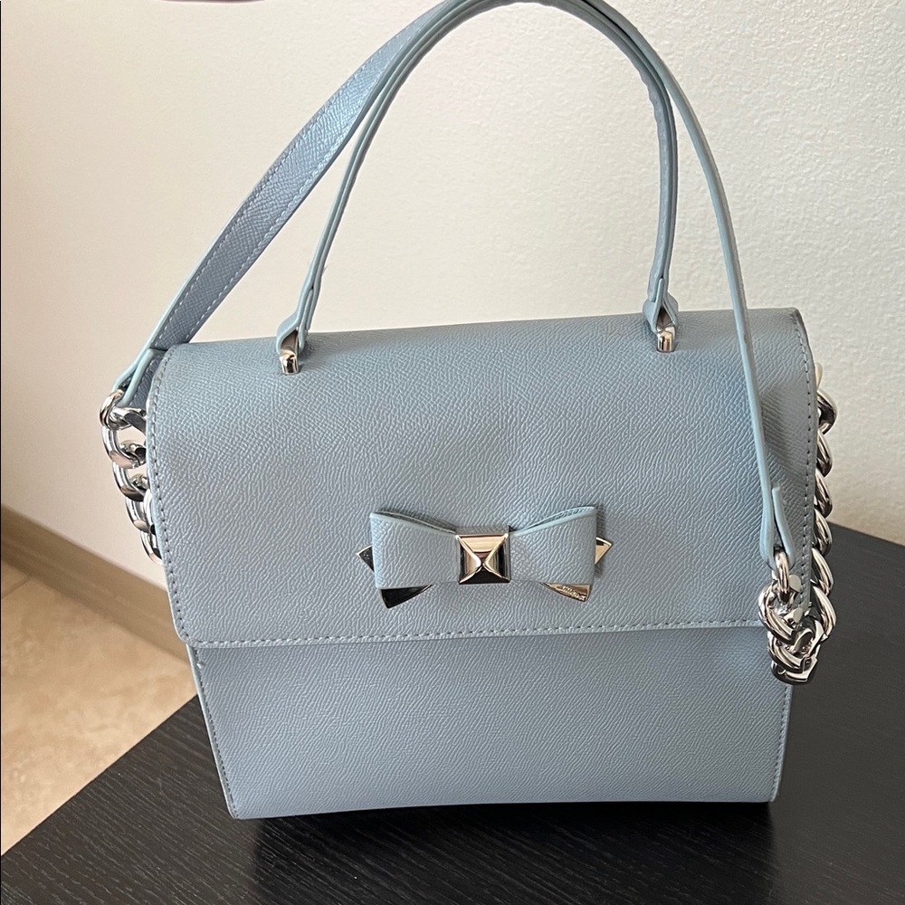 Betsey Johnson Light Blue Satchel with Bow Detail